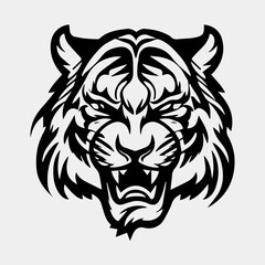 tiger head tattoo logo mascot design