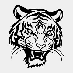 tiger head tattoo logo mascot design