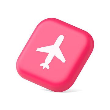 Airplane online check in button digital service passenger registration 3d icon symbol website element