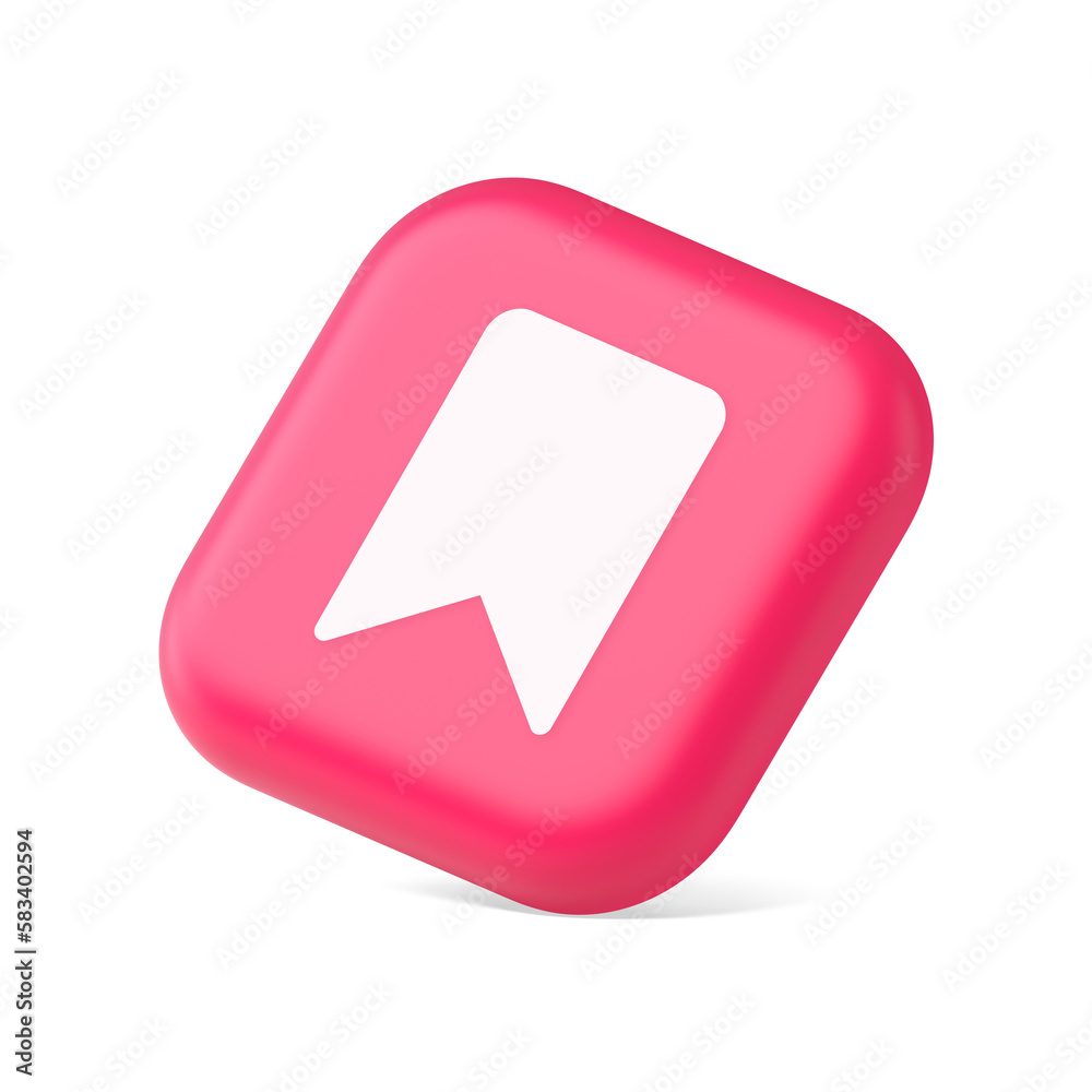Poster bookmark tag flag button book reading document learning remember web app 3d icon symbol website elem