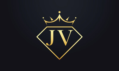 Diamond crown vector. Luxury queen logo for jewelry vector with letters	