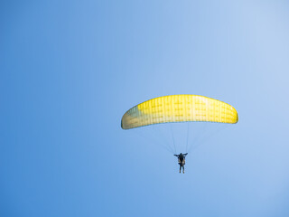 Paraglider on the blue sky in Taiwan.