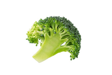 Fresh broccoli isolated on transparent background.  Broccoli cabbage slice for design.
