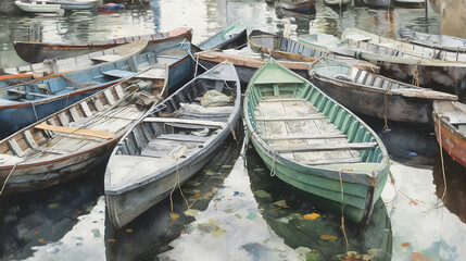 old boats in the harbor, generative ai
