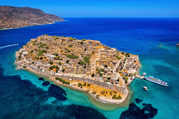 Spinalonga island and castle, former leper colony, in Mirabello bay, Municipality of Agios...