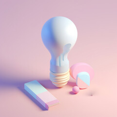 cute tiny isometric light bulbs and creativity with Generative AI