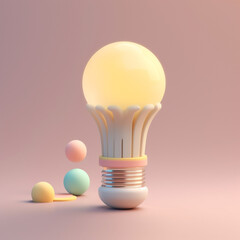 cute tiny isometric light bulbs and creativity with Generative AI