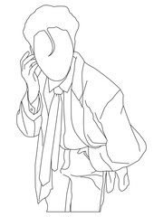 kpop idol star on stage, line art illustration design eps.10