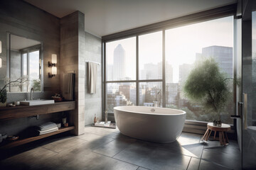Fototapeta na wymiar Indulging in Luxury: Inside an Elegant Bathroom Design. Inside a luxury modern bathroom. Generative Ai