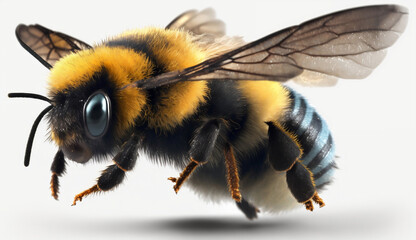 Flying bumblebee realistic but a little bit fluffy