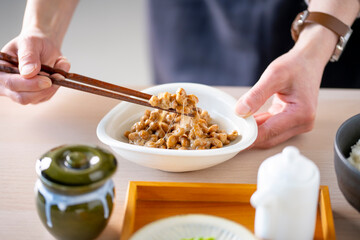 Obraz na płótnie Canvas Japanese food Natto ”納豆”. Traditional Japanese food ”Natto” image. 