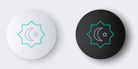 Line Islamic octagonal star ornament icon isolated on grey background. Colorful outline concept. Vector