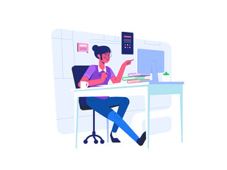 Work From Home Illustration Set - People Doing Activity from home - Working from home - Freelancer work activity - Exercising - Gardening - Studying from home - Cooking 