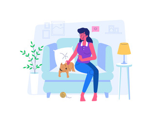 Work From Home Illustration Set - People Doing Activity from home - Working from home - Freelancer work activity - Exercising - Gardening - Studying from home - Cooking 