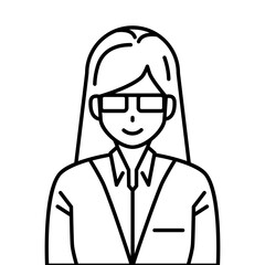 Girls With Glasses Outline Icon Vector Illustration