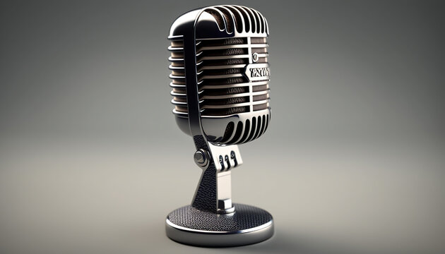Retro style microphone isolated on white background. AI generative