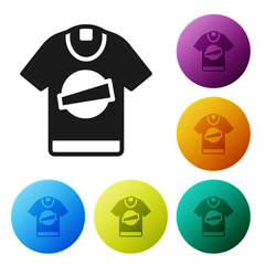 Black T-shirt icon isolated on white background. Set icons in color circle buttons. Vector