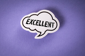 Excellent. Communication concept. Speech bubble on purple background
