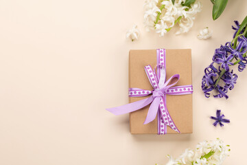 Beautiful gift box with hyacinths