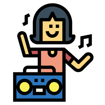 dancing dj with blue boombox clip art preview