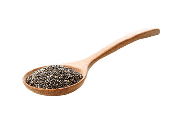chia seeds in wooden spoon , Isolated on white background