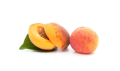 Two ripe apricots.