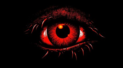 red eye in black background  - obrazy, fototapety, plakaty