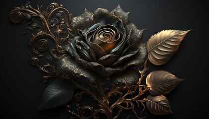 gold and black flower (Ai generative art)