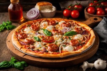 Obraz na płótnie Canvas Delicious pizza, Generative AI
