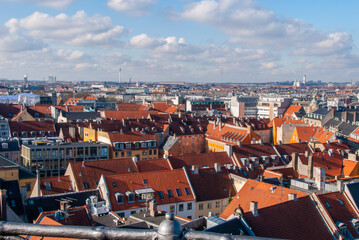 Fototapeta na wymiar The scenery of Copenhagen city center, Denmark from Rundetarn tower 