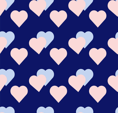 Pattern with hearts on a blue background. Design for fabric, paper, website

