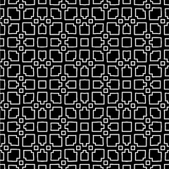 Vector geometric seamless pattern. Minimal ornamental background with abstract shapes. Black and white texture. Simple abstract ornament background. Dark repeat design for decor, fabric, cloth.
