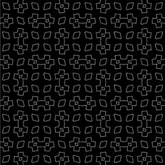 Vector geometric seamless pattern. Minimal ornamental background with abstract shapes. Black and white texture. Simple abstract ornament background. Dark repeat design for decor, fabric, cloth.