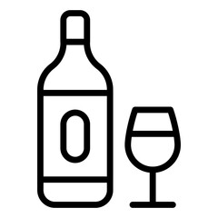 Weinflasche und Glas icon schwarz