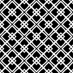 Vector geometric seamless pattern. Minimal ornamental background with abstract shapes. Black and white texture. Simple abstract ornament background. Dark repeat design for decor, fabric, cloth.