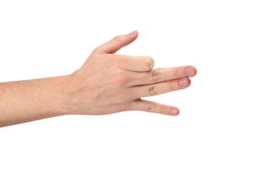 Male hand showing a dog sign, cut out