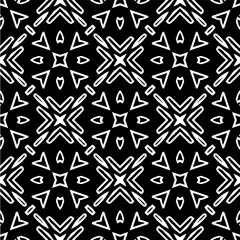 Vector geometric seamless pattern. Minimal ornamental background with abstract shapes. Black and white texture. Simple abstract ornament background. Dark repeat design for decor, fabric, cloth.