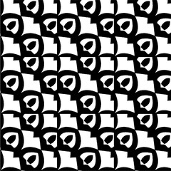 Vector geometric seamless pattern. Minimal ornamental background with abstract shapes. Black and white texture. Simple abstract ornament background. Dark repeat design for decor, fabric, cloth.