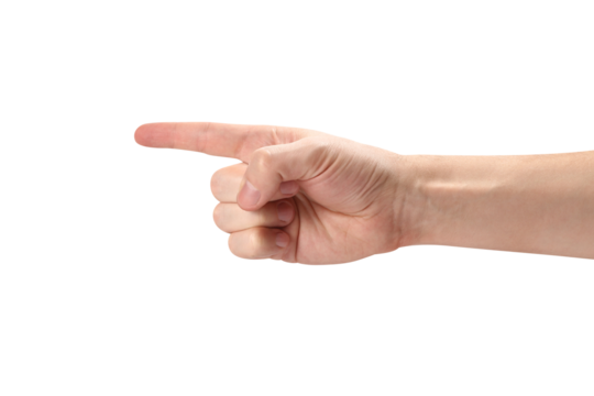 Pushing or pointing male hand, cut out