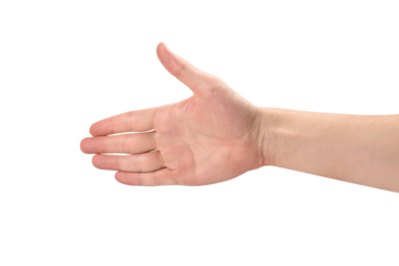 Hand in a welcoming gesture, cut out