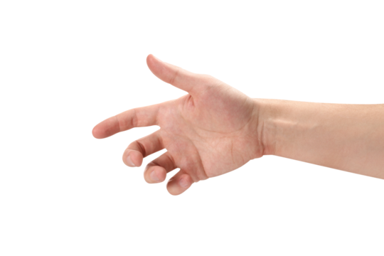 Male hand, welcoming somebody or touching something, cut out
