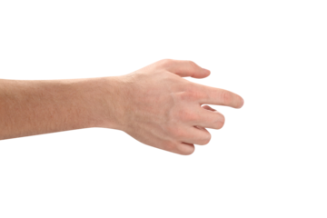 Male hand, welcoming somebody or touching something, cut out
