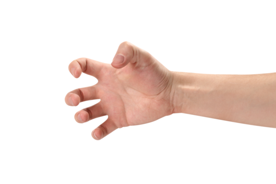 Male hand, grabbing or holding something or somebody, cut out 