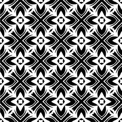 Vector geometric seamless pattern. Minimal ornamental background with abstract shapes. Black and white texture. Simple abstract ornament background. Dark repeat design for decor, fabric, cloth.