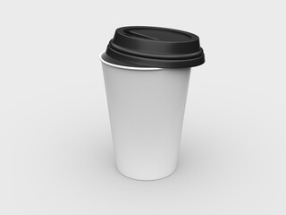 coffee cup with open lid isolated on white. 3d render
