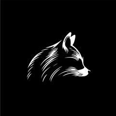Obraz premium Raccoon head dotwork tattoo with dots shading, wild animal logo template, tippling tattoo. Hand drawing bird emblem on black background for body art, minimalistic sketch art. Vector illustration