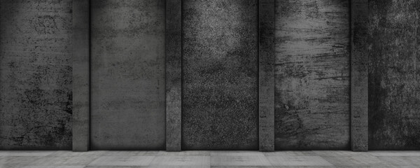 Concrete background for your design. Concrete interior template for pdoruct presentation.  3d render.