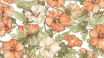 Floral pattern. Flower seamless background. Flourish ornamental garden Generative AI