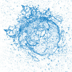 Blue Water Splash Object on Transparent Background.