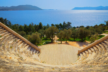 Kas Antiphellos Ancient City view with the sea, Antalya region, Turkey - obrazy, fototapety, plakaty